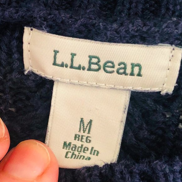 LL BEAN Medium Sweater Cable Knit Navy Blue - Picture 4 of 5
